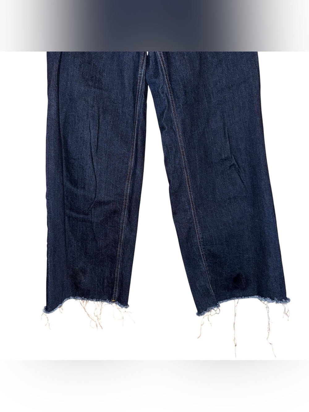 OAT NY High Rise Wide Leg Jeans Dark Blue Raw Hems Size 10/30 - Picture 8 of 15